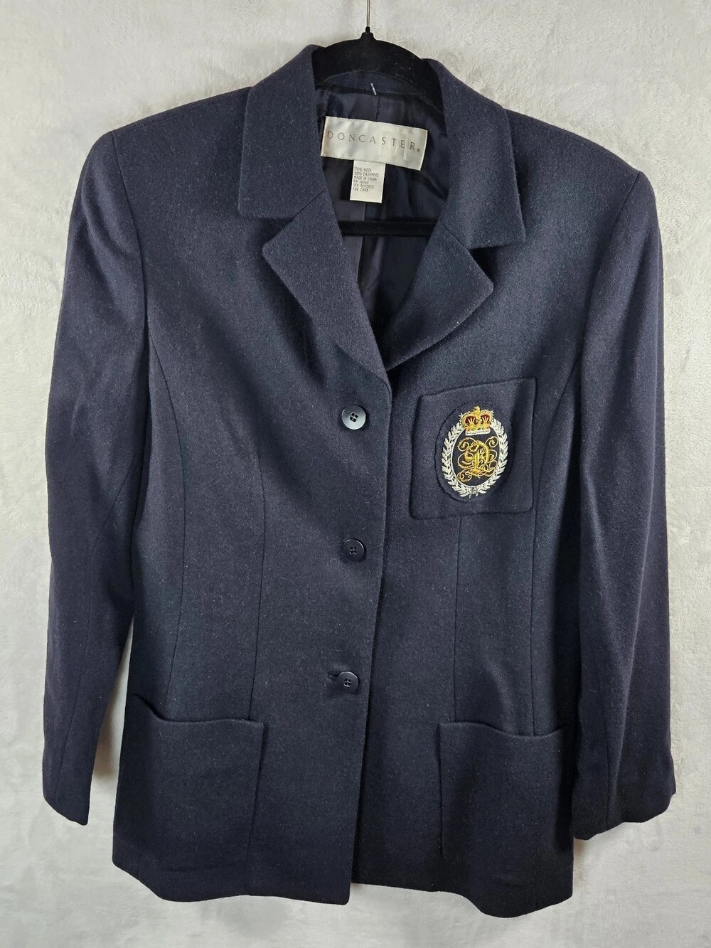 Doncaster Blazer Jacket Navy Wool Cashmere Gold Crest Womens Sz 6 NWT Preppy